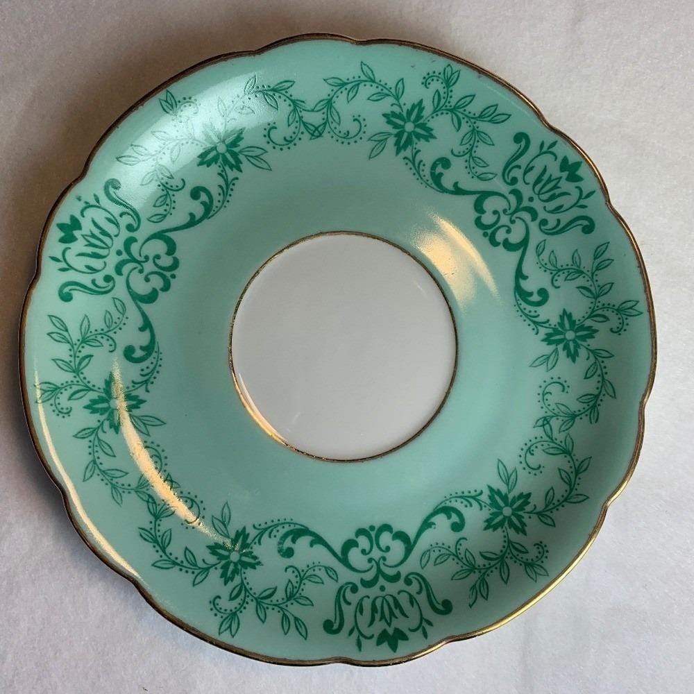 Royal Bayreuth Bavaria Saucer Mint Green Floral Gold Gilt Germany US Zone 5.75in